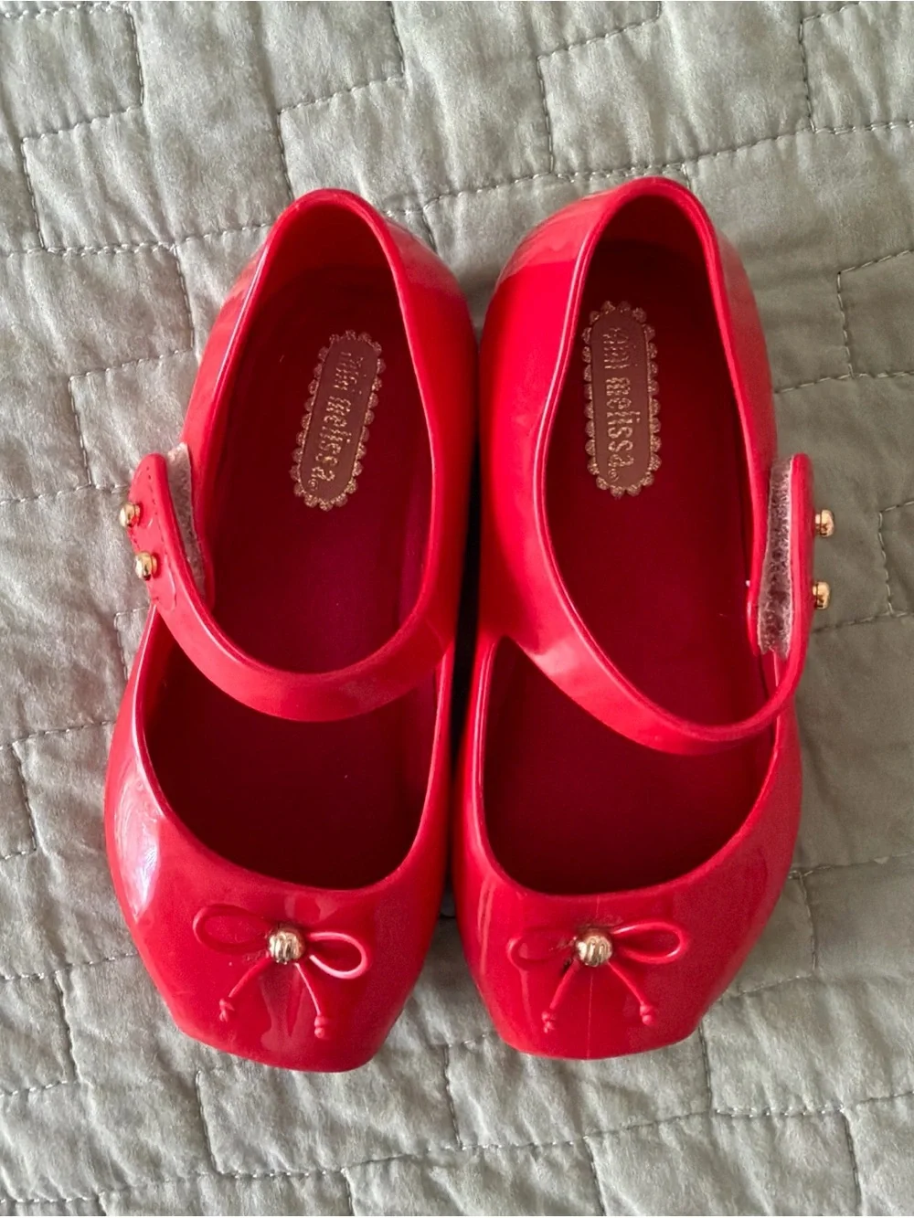 Mini Melissa Jelly Flats Sweet Love Red Slim Bow Shoes Sz 7